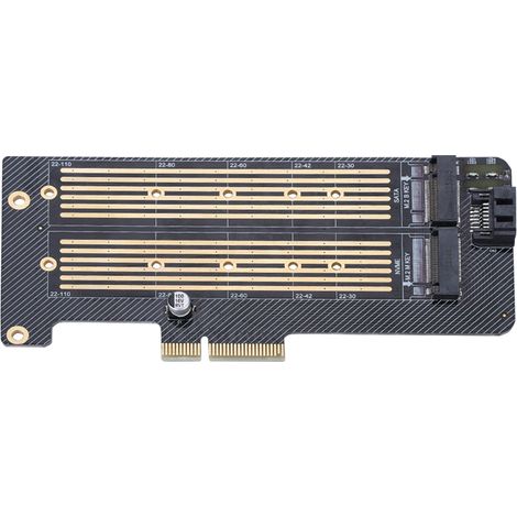 Carte adaptatrice convertisseur M.2 NVMe SSD NGFF vers PCIe x4, double port, clé M et clé B (1/5)