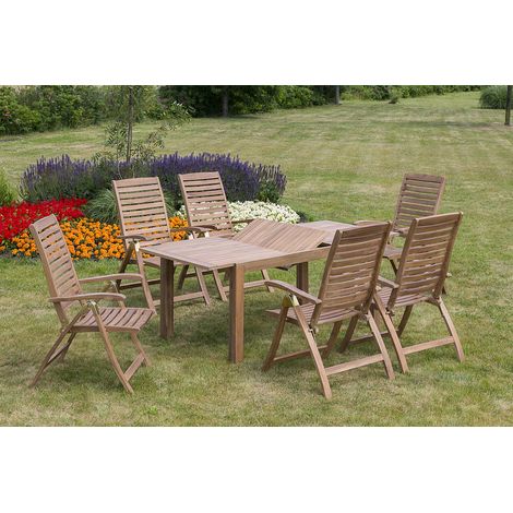 Paraiba Set 7tlg 6 Sessel Tisch 150(200)x90cm Akazie