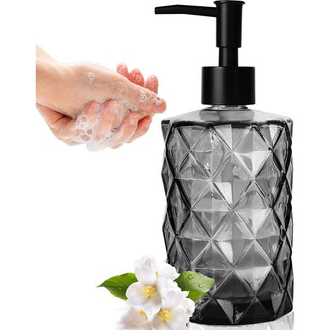 Distributeur savon 7,5x17,5 cm noir 330 ml verre liquide vaisselle (1/5)