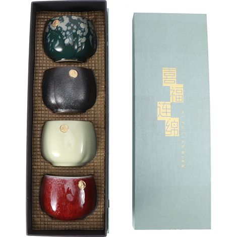 4-teiliges Retro-Teetassen-Set im japanischen Stil aus Keramik, Kung-Fu-Teegeschirr Nr. 1 (1/5)