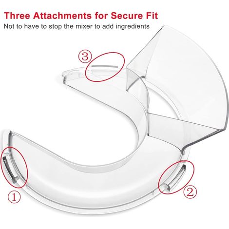 Per ciotole per mescolare KitchenAid in acciaio inox con testa inclinabile da 4,5 litri e 5 litri, con coperchio trasparente antischizzi e coperchio con guida di flusso (1/4)