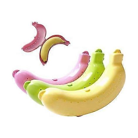Lot de 3 étuis de protection pour bananes, boîtes à fruits pour le déjeuner, jaune + vert + rose (1/4)