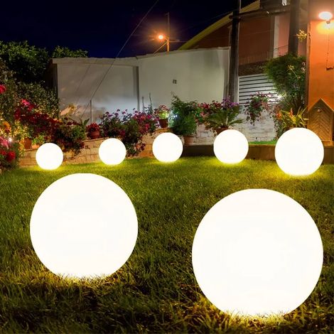 (15 cm - Alimentation 220 V) Boule lumineuse LED RGB étanche pour jardin, éclairage solaire, chargement USB, lampe décorative avec télécommande, 16 couleurs pour fêtes, mariages, rues et jardins. (1/5)