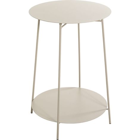 Table d'appoint ronde avec 2 plateaux en métal gris - diamètre 45 x Hauteur 60 cm (1/5)