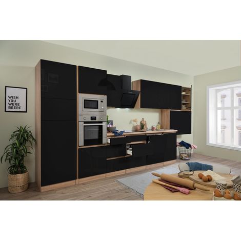 Cuisine Kitchenette sans poignée Chêne noir Lorena 445 cm Respekta