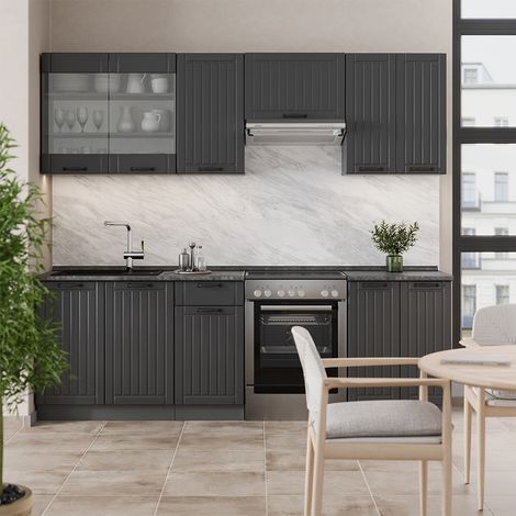 Mueble de cocina Fame-Line, Gris oscuro, 240 cm sin encimera, Vicco (1/5)