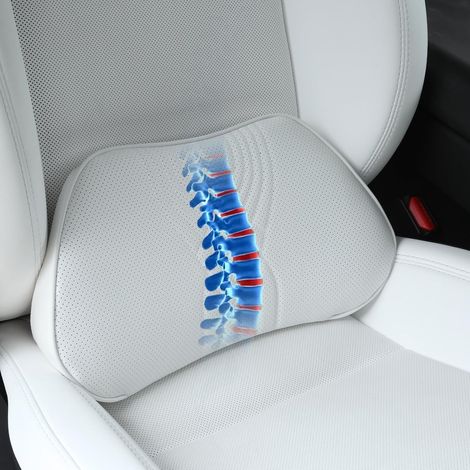 Ergonomic Lumbar Support Pillow, Back Support Memory Foam for Car Seat Office Chair, White, 1 Piece (1/5)