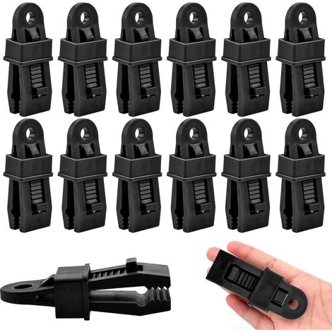 12 Pièces Réglable Tente Bâche Clip, Clips pour Bache, Clip de Poignée de Verrouillage Robuste, Pince de Tente Multifonction, pour Tente Extérieure, Auvent, Camping en Plein Air (1/5)