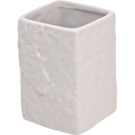 Porta spazzolino in ceramica bianco Linea Petra Feridras