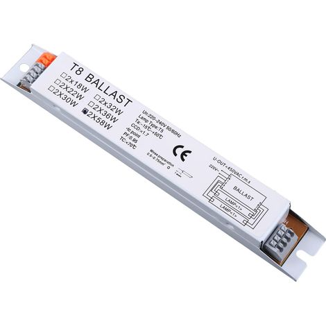 Ballasts Électroniques T8 220-240V AC 2x58W pour Lampes Fluorescentes à Large Tension et Haute Efficacité Énergétique (1/5)