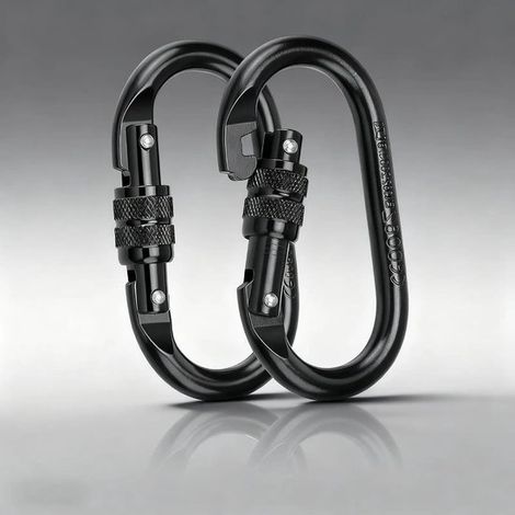 Mosquetones de alta resistencia para escalada y actividades al aire libre, 2 unidades, seguridad de 25 kN, ideales para montañismo y hamacas. (1/5)