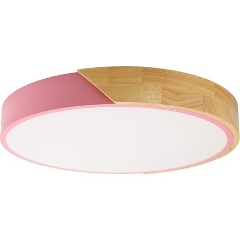 Plafonnier LED circulaire 30W métal rose bois 3000,4000,6000K 3000LM