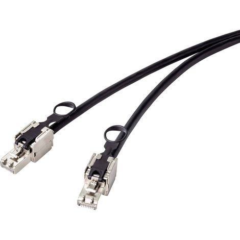 Renkforce RF-4538216 RJ45 Câble réseau, câble patch CAT 6a S/FTP 0.50 m noir avec anneau à tirer pou (1/4)