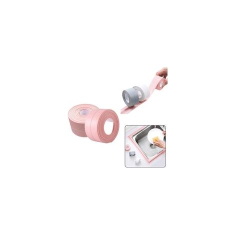 Lot de 2 rouleaux de ruban de calfeutrage autocollant imperméable pour comptoir de cuisine(3,8 cm x 3 m,rose), évier, toilettes, salle de bain, baignoire, sol et mur (1/5)