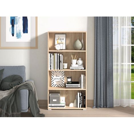 Libreria Prisco, Biblioteca 3 Ripiani, Installazione a Terra, Sfumatura Colore Struttura Rovere, 70x24.5x142h cm Marrone Rovere (1/5)