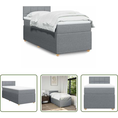 vidaXL Sommier à lattes de lit avec matelas gris clair 80x200 cm tissu (1/5)