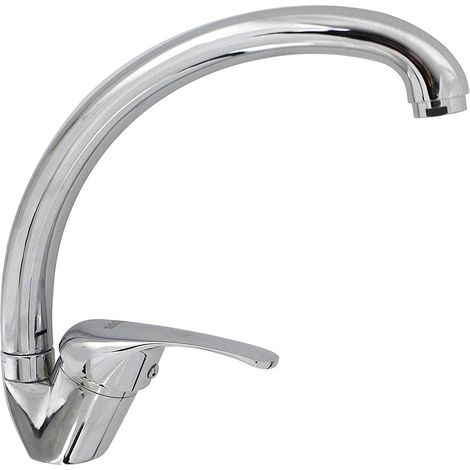 Rubinetto da cucina a canna alta per lavello monoforo da lavandino miscelatore orientabile in ottone cromato lucido (1/3)