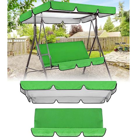 Waterproof Patio Swing Canopy Replacement Set Sunproof Cover for 3 Seater Swing with Cushion Cover Outdoor Swing Canopy Top Cover Set Waterproof and (Swing Not Included) (1/5)