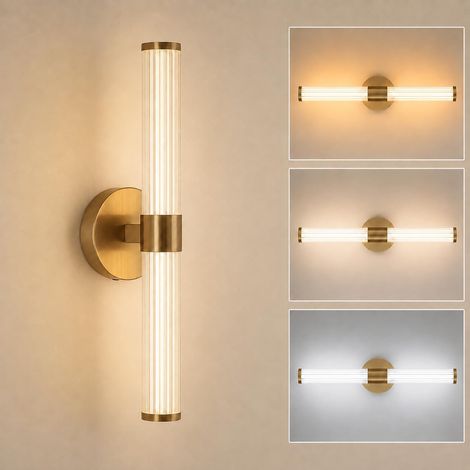 Vintage LED Wall Light for Interior, Retro Wall Light, Modern Wall Lamp, LED Wall Lamp for Bedroom, Living Room, Hallway, Stairs, Office, Dining Room- Gold, 28 W, 3 Colour Temperatures (1/5)