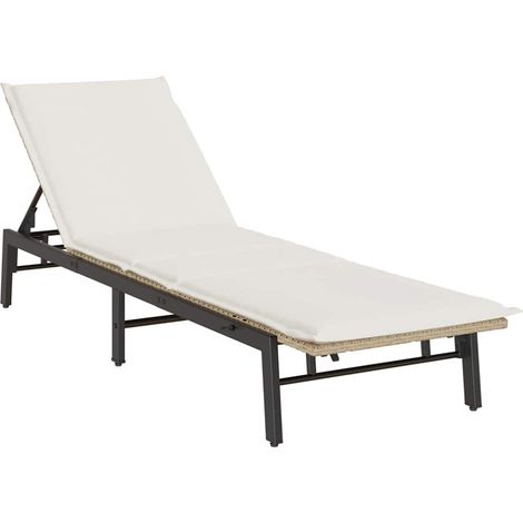 Maison Exclusive - Lettino Prendisole con Cuscini Beige in Polyrattan