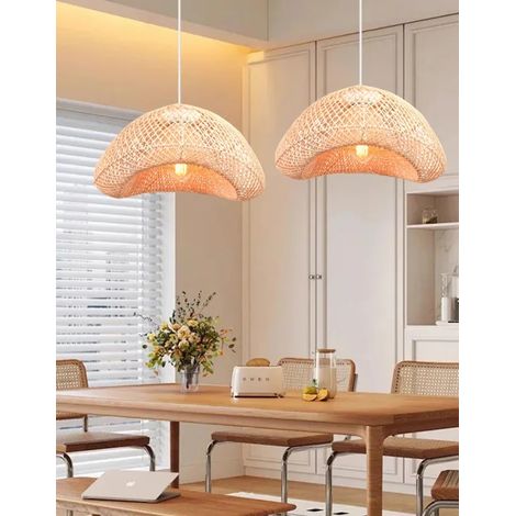 Lot de 2 Rétro Suspension Luminaire Vintage,Lustre Industriel en Bambou E27 Lampe de Plafond Style Bohème pour Salon Chambre (1/5)
