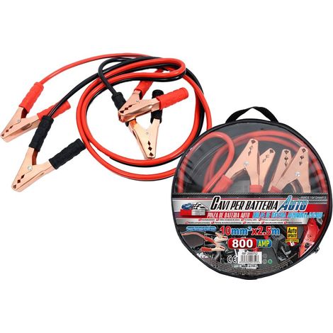 Kit Cavi Avviamento Auto 800A 2,5m Rame 10mm² Emergenza Auto Moto Fino 2000cc (1/3)
