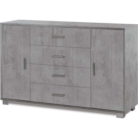Madia credenza 2 ante 4 cassetti mobile TV buffet soggiorno Talia - Grigio (1/5)