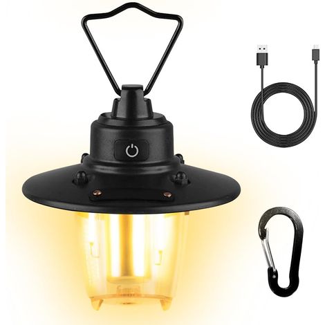 Lámpara de camping recargable, linterna de tienda retro, lámpara de camping LED recargable, 3 modos de iluminación, brillo regulable, 8 horas, para camping, pesca, senderismo, etc. (1/5)