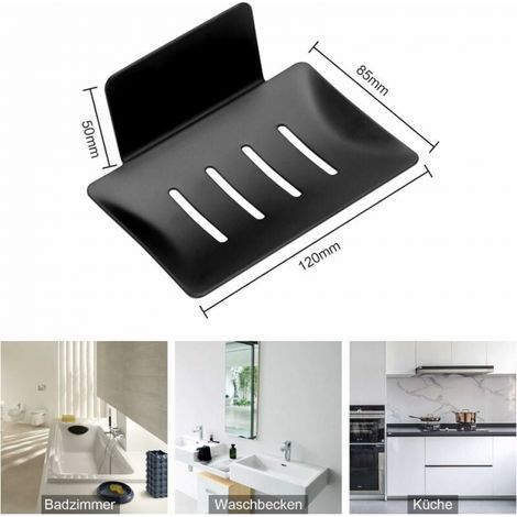 – Portasapone autoadesivo da parete in acciaio inox 304 – Design con foro di drenaggio – Per bagno e cucina – Dimensioni 12 x 8,5 x 5 cm (1/5)