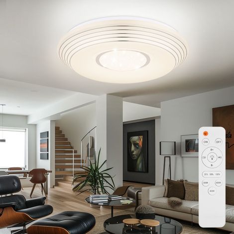 Plafonnier dimmable avec télécommande lampe de cuisine plafonnier LED salon avec effet étoile, couleur de lumière réglable, 40W 2620lm blanc chaud-blanc froid, DxH 50x8,5 cm (1/5)