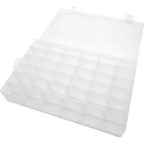 Boîte de rangement 2 pièces, 36 compartiments, grille réglable, Double pression, rangement artisanal en plastique transparent (1/4)