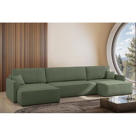 Wohnlandschaft mit Schlaffunktion Sofa LOUIS Stoff Scala Grün (1/4)