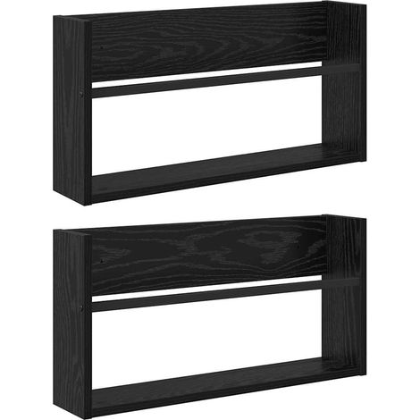 Étagère à magazines 2 pcs Chêne noir 60 x 12 x 30 cm