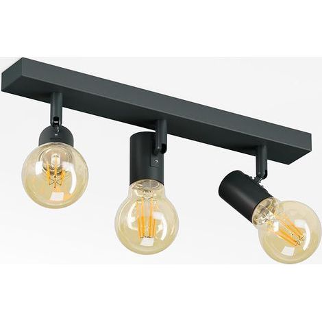 Plafonnier E27, Spot de plafond vintage avec 3 Spots Orientables, Éclairage de Plafond Interieur pour Cuisine, Chambre, Salon,Anthracite, (Ampoules non Fournies) (1/5)