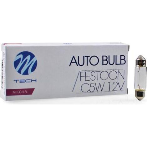 AMPOULE HALOGENE C5W SV8.5 (36MM) T11X36 12V 5W (BOITE DE 10) MTECH