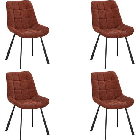 Pack 4 Sillas de Comedor Nami, Sillas de Salón, Color Marrón Patas Metal 53x86x63 cm