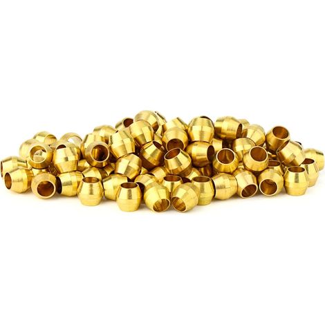100 Pièces Raccord à compression en laiton, Manchon à compression en laiton Ferrules 4mm Tube OD (1/5)