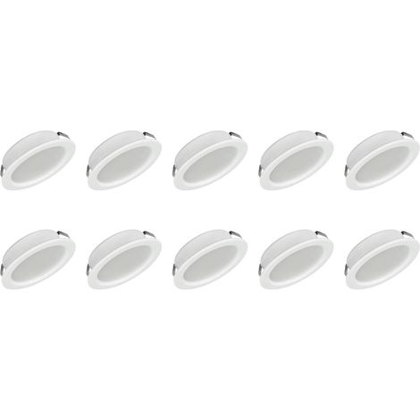 Kit 10 Faretti bianchi LED Rotondo Ultra Slim 3W da Incasso 240lm Luce fredda 6500K Alluminio, Bianco, Luce fredda-calda-naturale - Colore della luce: Luce calda