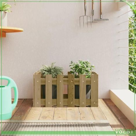 Jardinière - FAFEICY - Design de clôture - Pin imprégné - 60x30x30 cm - Pour patio (1/5)