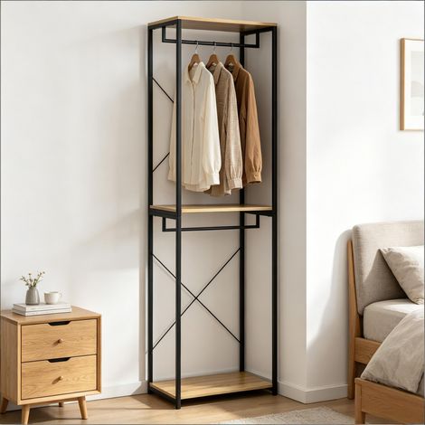 Penderie au design simple, portant à vêtements ouvert, armoire (armoire uniquement) (1/5)