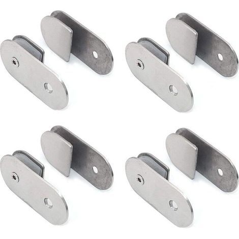 Pinces murales pour étagères en verre – Lot de 8, acier inoxydable 304 brossé, compatibles verre 8–12 mm, angle 180° (1/5)