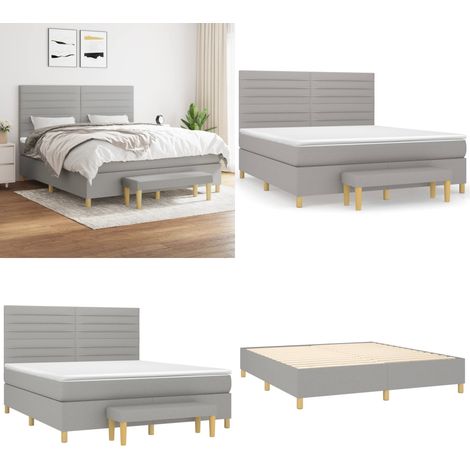 Boxspringbett mit Matratze Hellgrau 160x200 cm Stoff - Boxspringbett - Doppelbett - Schlafraum - Bettenrahmen - Matratze - Home & Living (1/5)