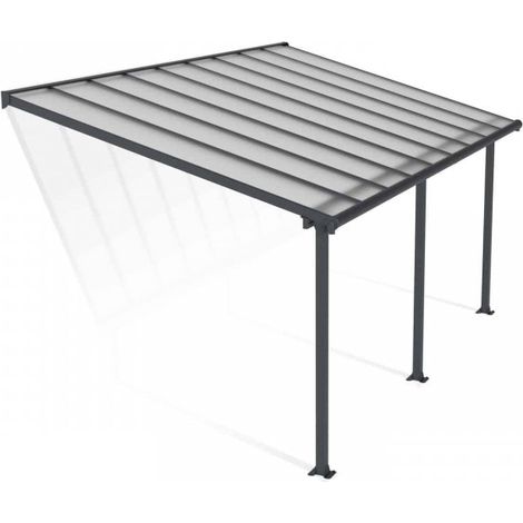 Patio Cover Olympia 3 x 5.46 Clear - Polycarbonate - L546 x W300 x H305 cm - Grey