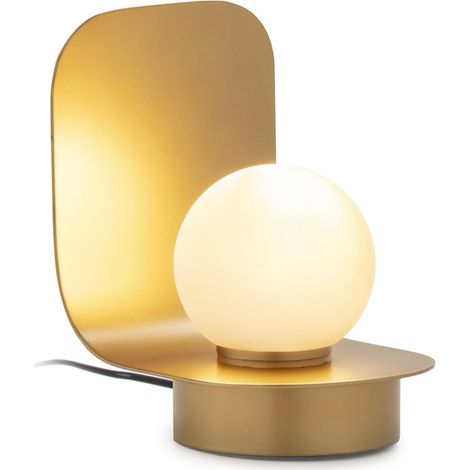 lampe de table dorée design en métal et verre blanc givré - doré et blanc givré (1/5)