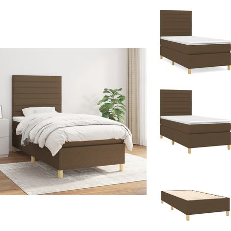 Boxspringbett mit Matratze Dunkelbraun 100x200 cm Stoff - Boxspringbett - Doppelbett - Bettenrahmen - Matratze - Schlafsystem (1/5)