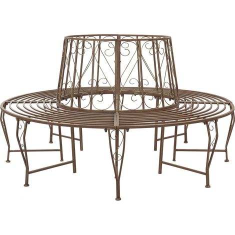 Baumbank 8-Sitzanzahl Ø 160 x 89 cm Stahl Antikbraun Rund vidaXL