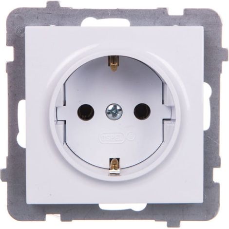 Enchufe individual AS con/con toma Schuko blanco GP-1GS/m/00