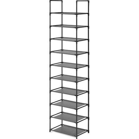 Etagere Chaussure, 10 Niveaux, (28 x 45 x 173 cm), étagère à Chaussures Haute et étroite, Plastique, Verticale, Show Rack (10 Niveaux - S) (1/5)
