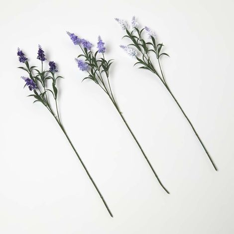 HOMESCAPES Artificial Lavander Spray Single Stem Set of 3, 68cm (1/4)