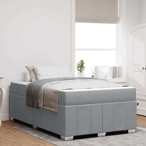 vidaXL Cadre de lit avec matelas Gris clair 120 x 190 cm tissu (1/5)
